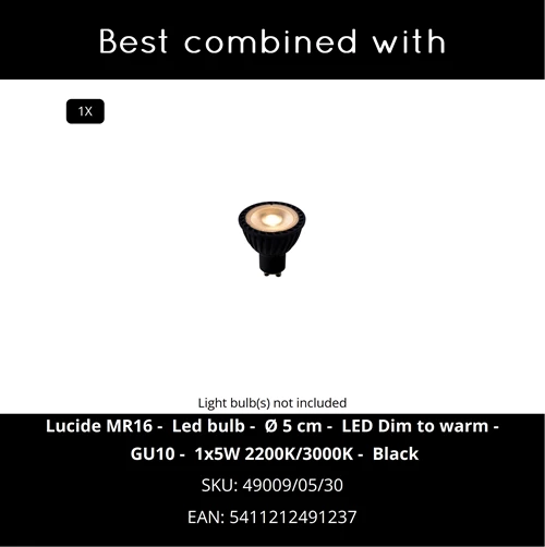 Lucide AVEN - Spot plafond Salle de bains - 1xGU10 - IP65 - Noir - CROSSSELL